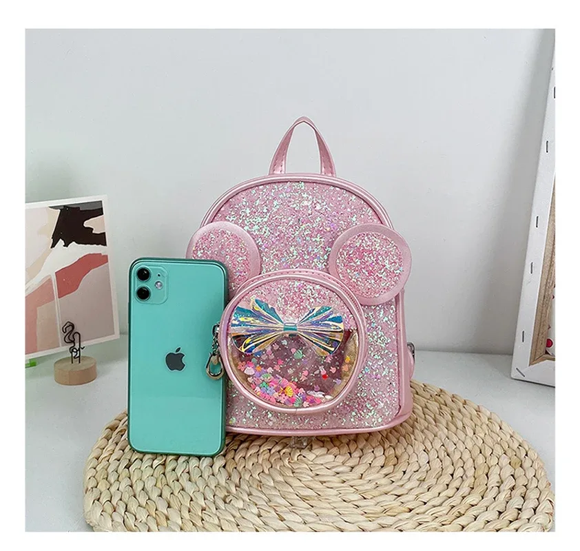 sac à dos mini tendance avec nœud papillon, sac de poitrine à sequins, sac à main en cuir pu avec pompon, sac à bandoulière