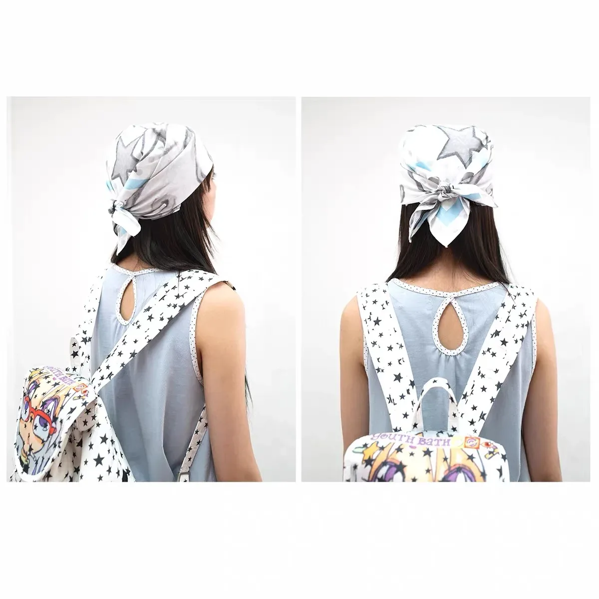 harajuku corée y2k sac à dos école mignon anime illustration fille imprimer sacs à dos étoiles pleine impression sac à dos