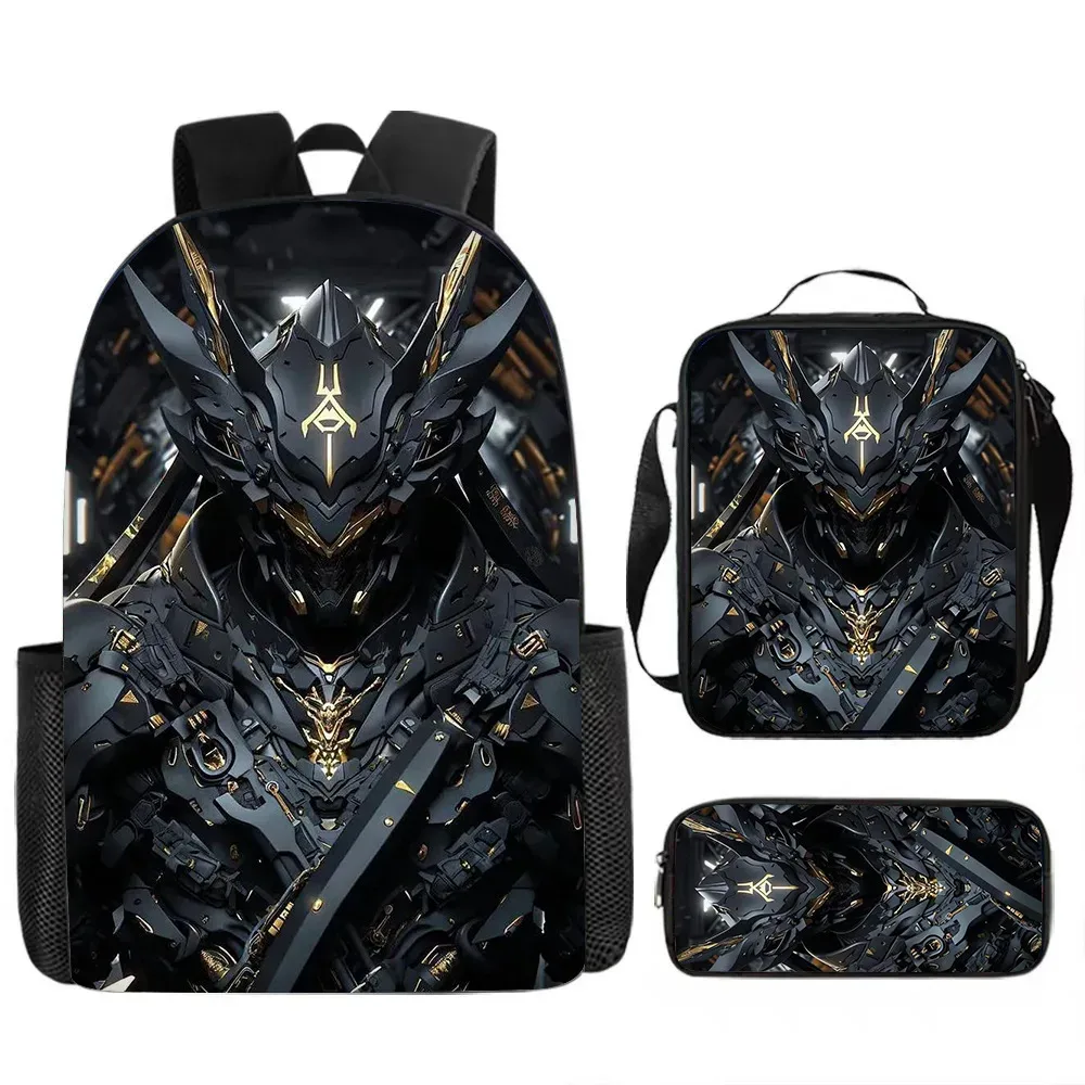 sacs d'école de luxe originaux et cool de style mécanique, imprimés en 3d, lot de 3 pièces : sac à dos pour ordinateur portable, sac à déjeuner et trousse à crayons