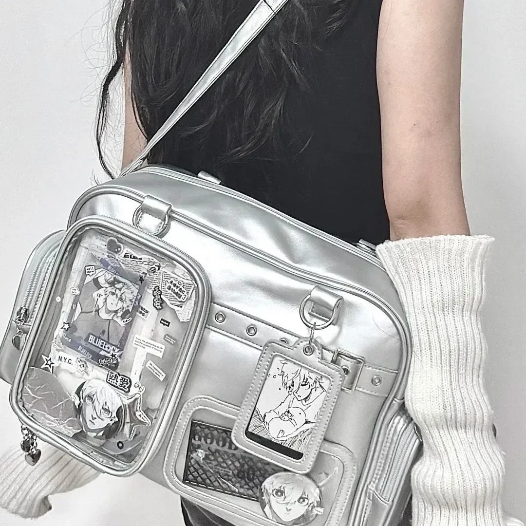sac fourre-tout japonais, sac à bandoulière de concert à la mode, sac à dos pour étudiant, messager transparent multi-poches