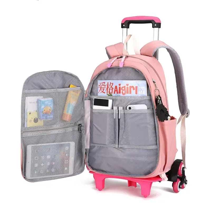 sacs d'école à roulettes de 16 pouces, sac à dos roulant pour filles, sac à dos de voyage, sacs d'école étanches avec roulettes