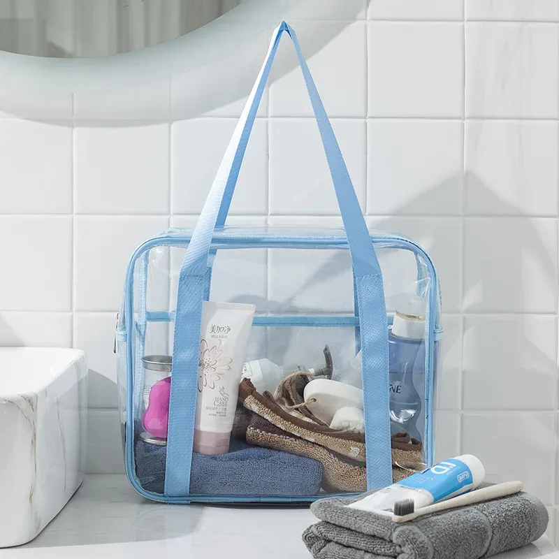 sac de voyage étanche transparent en pvc pour femme, grande capacité, sac de rangement portable pour maquillage, sac de toilette, sac à main unisexe