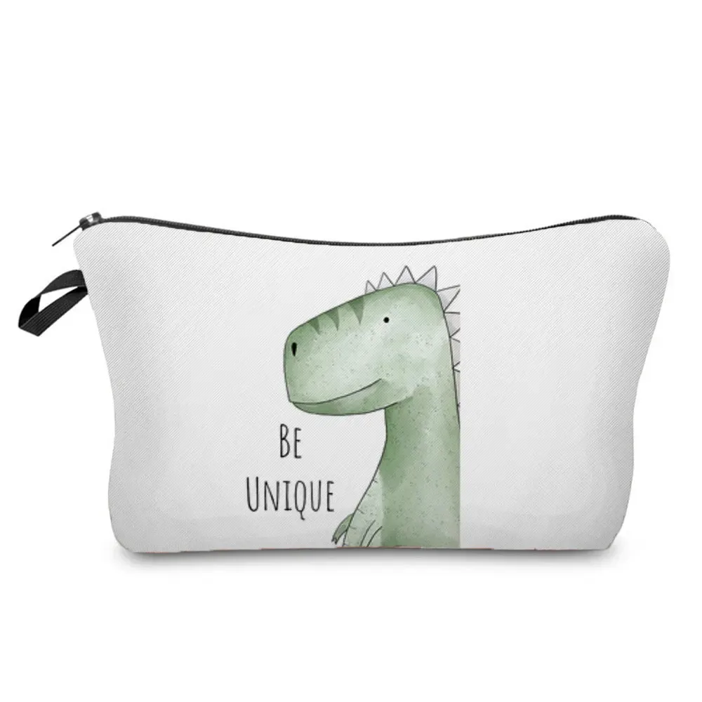 trousse à cosmétiques avec impression d'animaux aquarelle, sac de maquillage pour femme, dessin animé dinosaure ours, sac de rangement de jouets portable, meilleur cadeau pour enfants