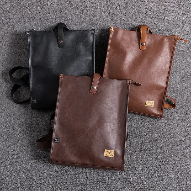 Sacs en cuir pour ordinateur portable pour hommes, sacs à dos d'affaires, sac de voyage rétro masculin, sacs d'école à la mode