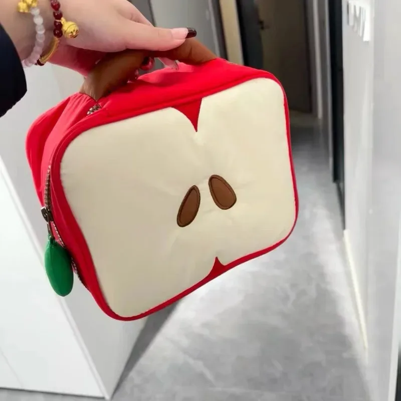 Pochette de rangement de voyage pour cosmétiques et articles de toilette, motif pomme de dessin animé mignon, sac de maquillage pour femmes, sac à main pour femme, cadeau