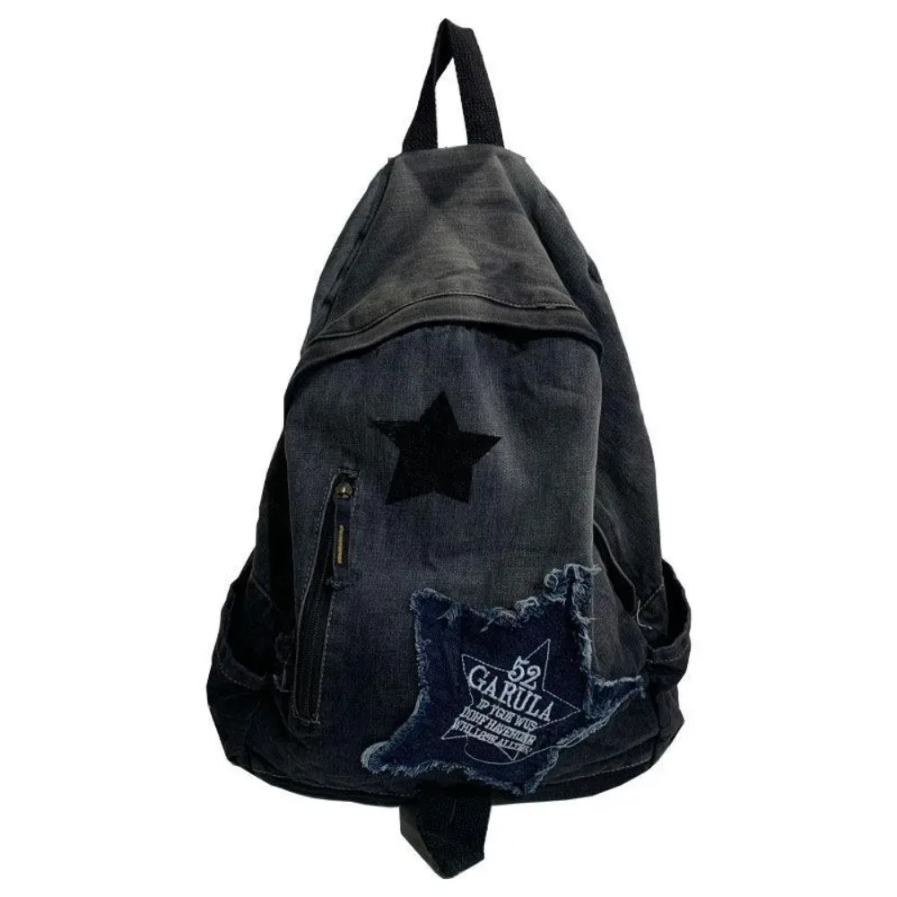 nouveau sac à dos en denim à motif étoile y2k, sac de livre de grande capacité, sac à dos de voyage punk pour adultes