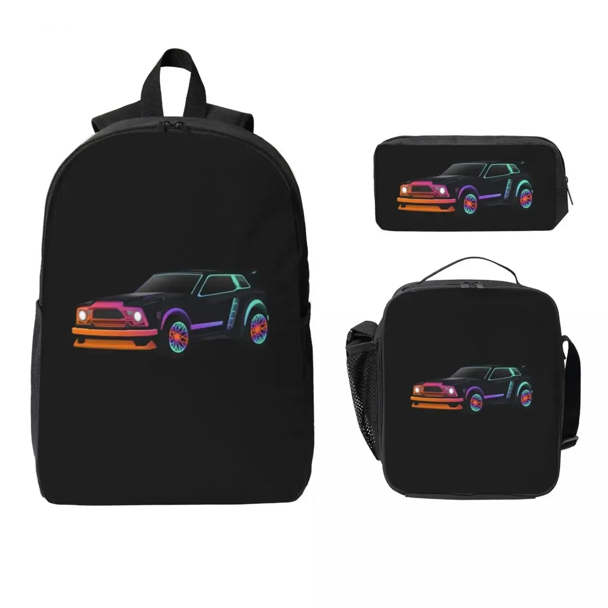 sac à dos rocket league fennec pour étudiants, garçons et filles, sac d'école, sac à bandoulière pour ordinateur portable, sac à déjeuner isotherme, trousse à crayons, 3 pièces