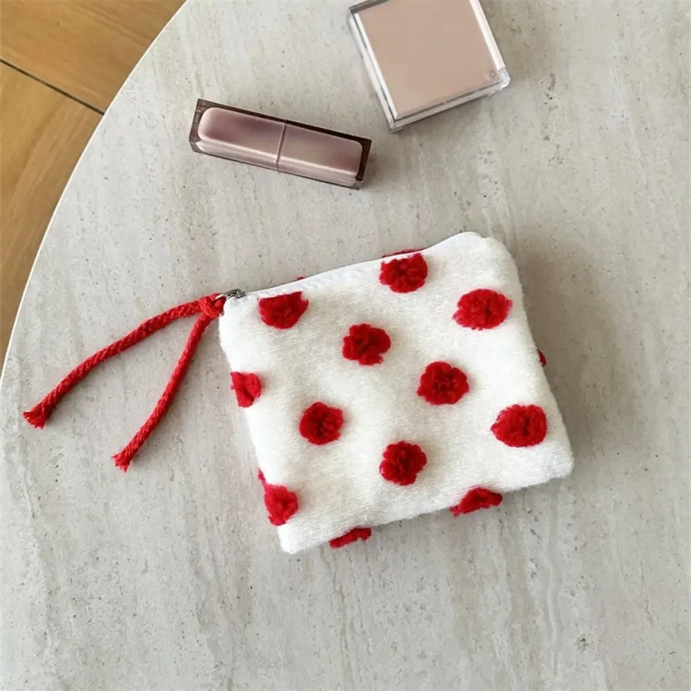 sac de rangement cosmétique multifonctionnel en forme de cœur, anti-poussière, portable, porte-monnaie en peluche, porte-carte d'identité ins mignon, pour voyage