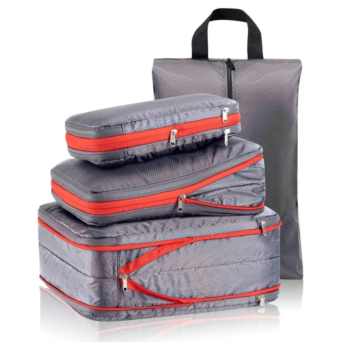 ensemble de sacs de rangement de voyage à double compression avec sac à chaussures, organisateur de bagages, accessoires de voyage, pochette de rangement compacte