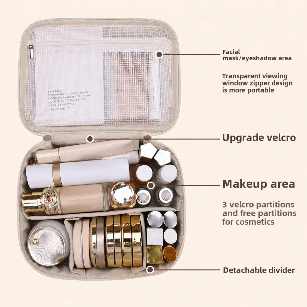 sac à cosmétiques de luxe à double couche, grande capacité, fermeture éclair, sac à maquillage imperméable, organiseur de cosmétiques