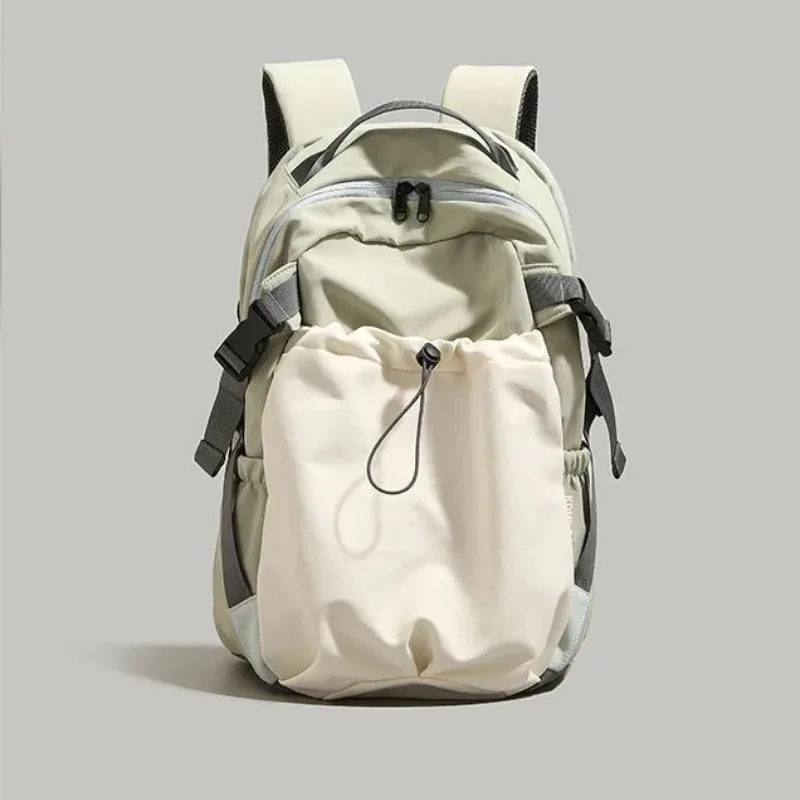 sac à dos en nylon tendance avec poche latérale à cordon de serrage, bretelles rembourrées réglables pour une utilisation quotidienne en extérieur, sac à bandoulière grande capacité