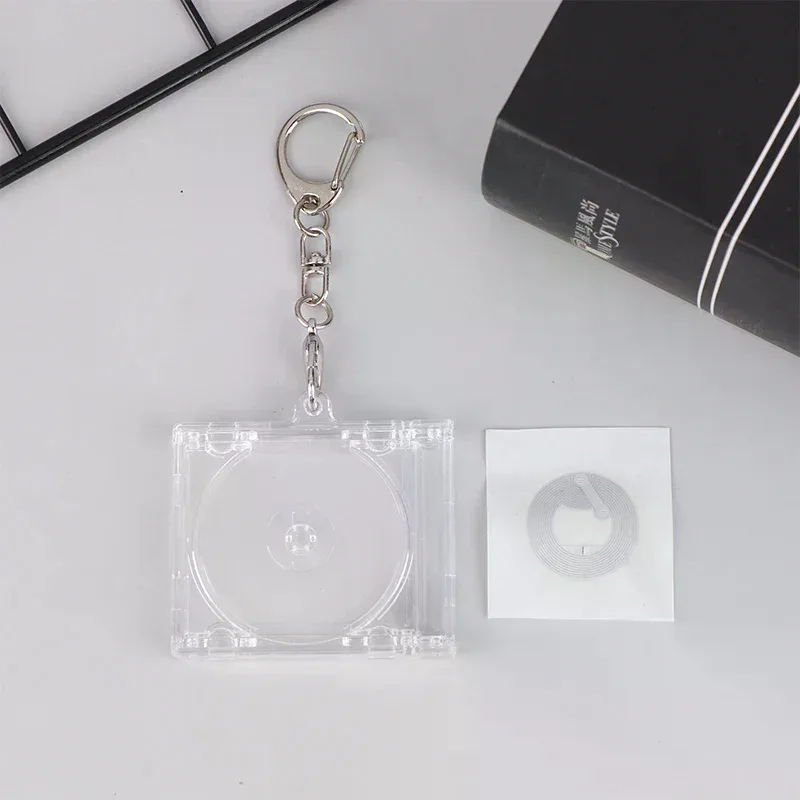 1 porte-clés mini-album cd vierge pour décoration de sac à dos diy, pendentif porte-clés