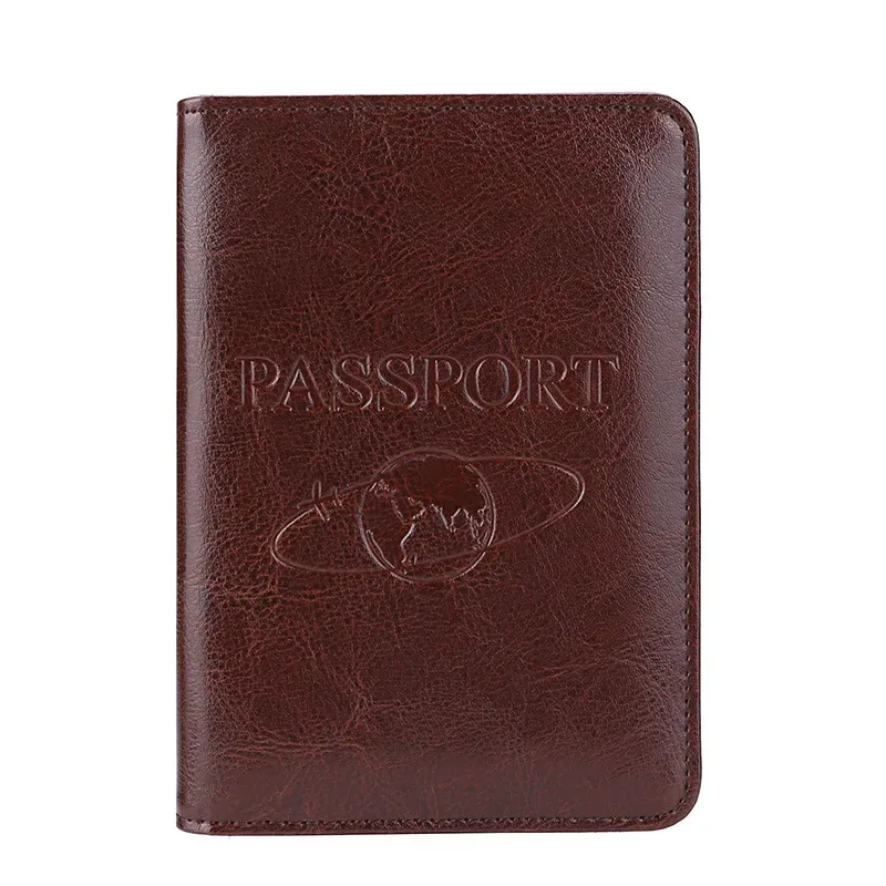 couverture de passeport unisexe en cuir véritable, blocage rfid, porte-passeport pour hommes, étui pour carte d'identité, portefeuille de voyage pour wowen
