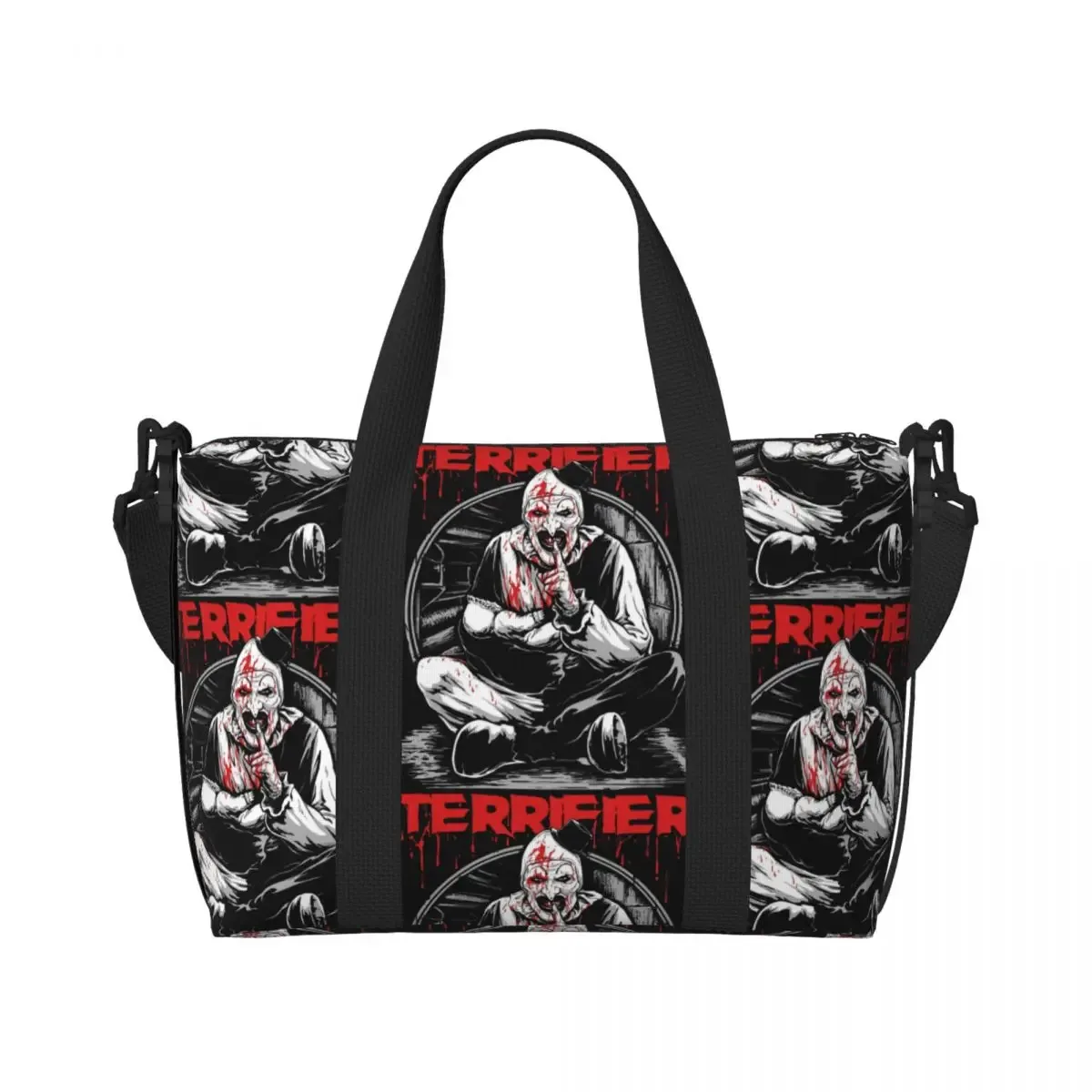 sac fourre-tout personnalisé t-terrifiers 3 halloween pour femmes, sacs de voyage de grande capacité pour plage et gymnastique