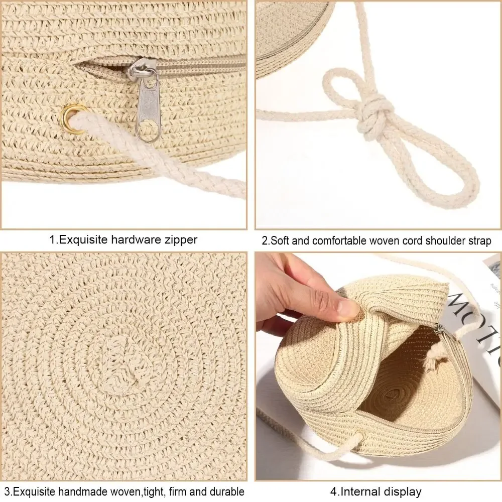 sacs à bandoulière pour femmes et filles, sac à main en rotin tressé, sac de plage d'été, sac en paille, sac à main en paille