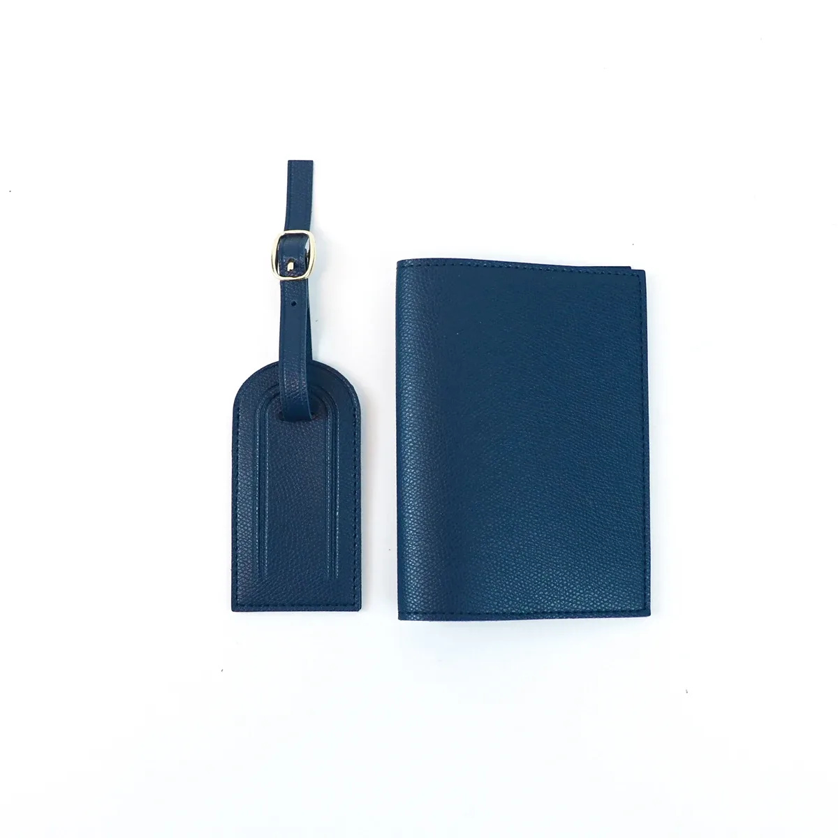 étiquette de bagage anti-perte en cuir pu personnalisée + ensemble de deux pièces pour porte-documents de voyage et porte-passeport