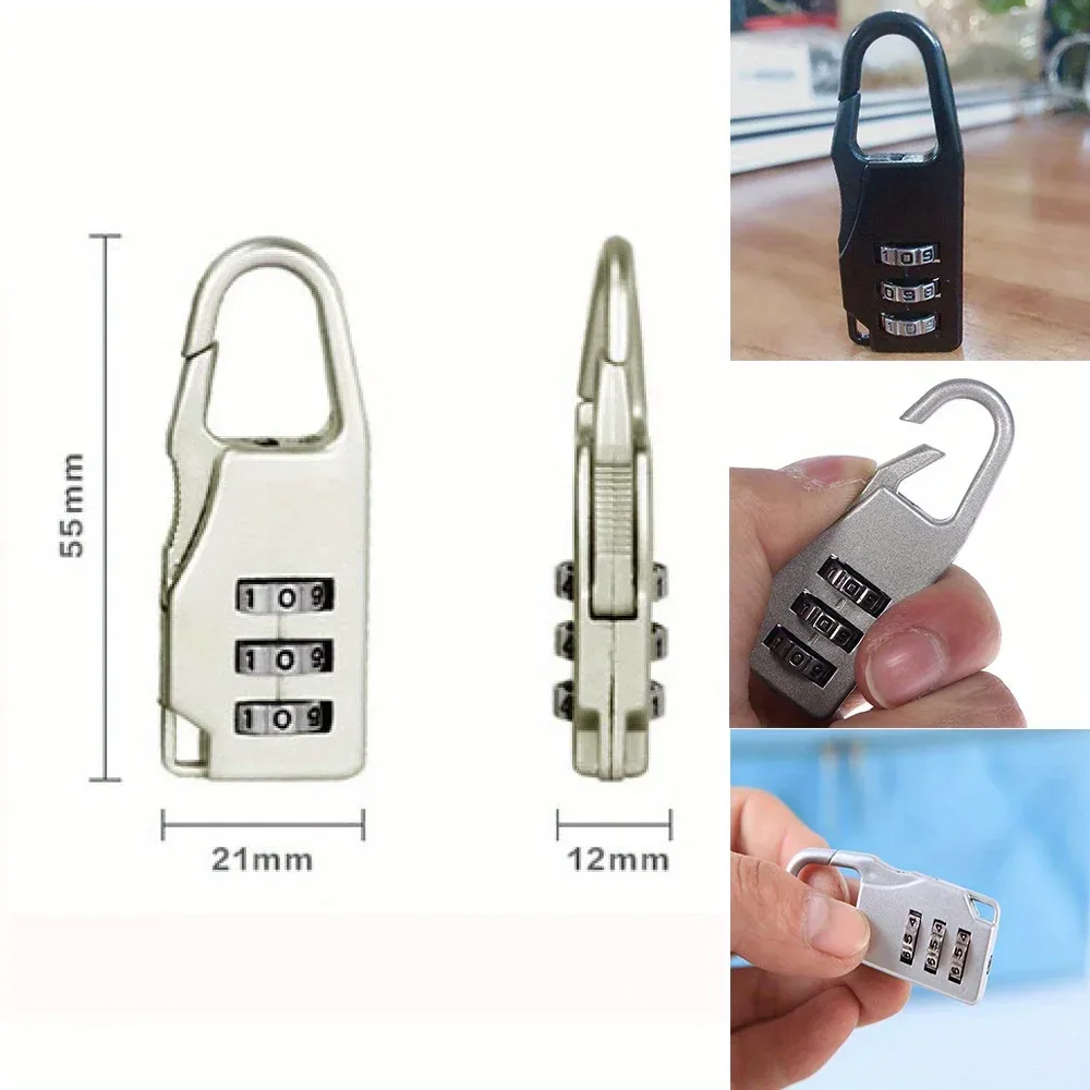 lot de 5 mini cadenas de voyage en alliage d'aluminium, ensemble de serrures à bagages avec code à combinaison réinitialisable à 3 chiffres pour valises et sacs