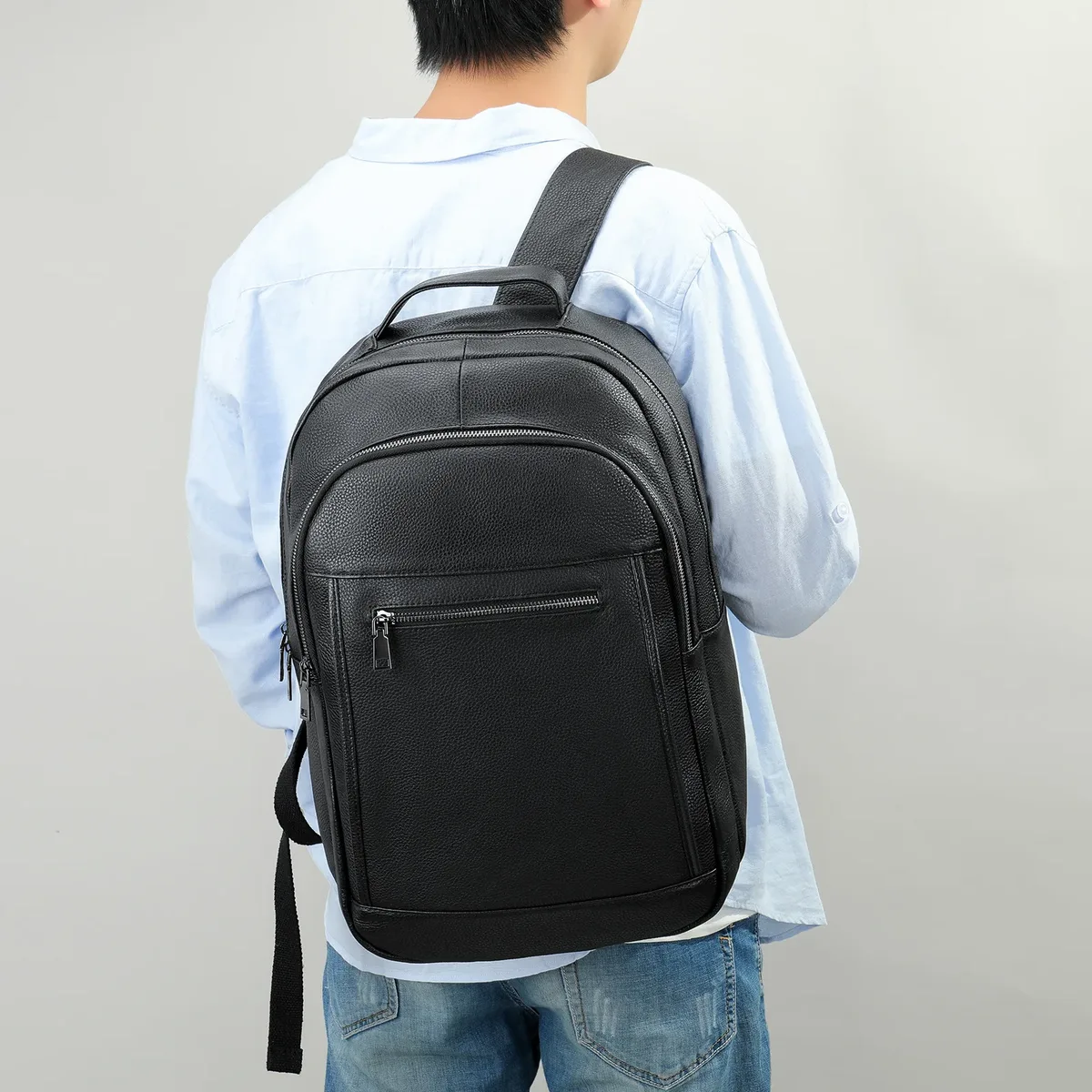 sac à dos décontracté en cuir de vachette pour homme, grande capacité, véritable, extérieur, moto, nouveau