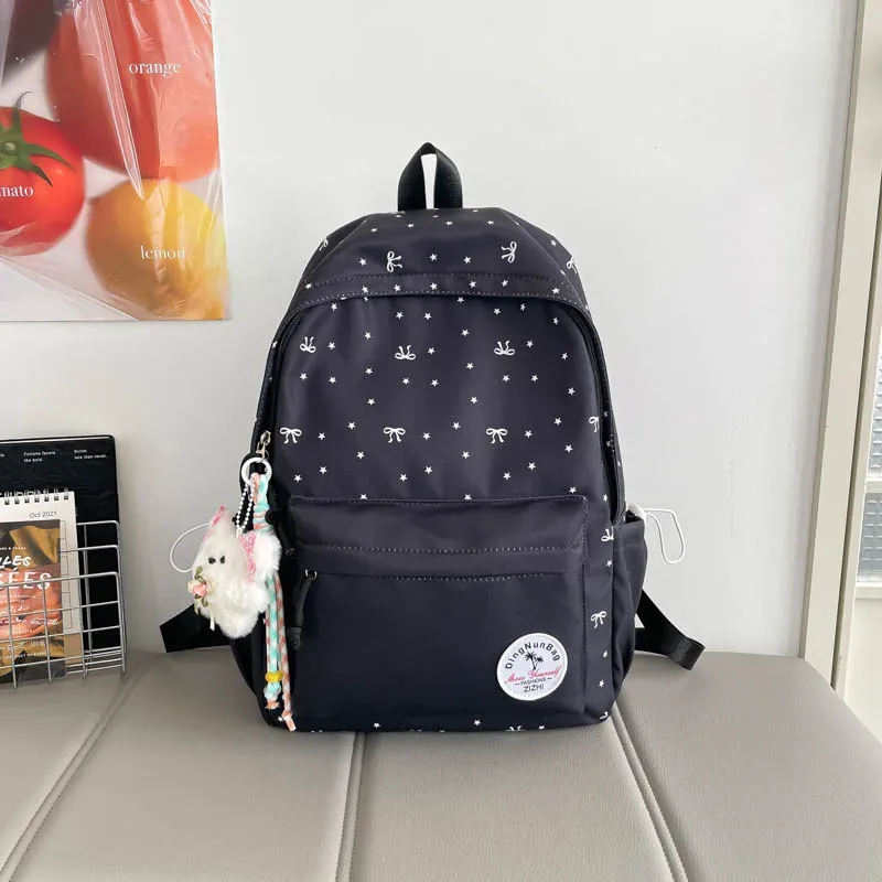 sac à main léger à motif papillon et étoiles, grande capacité, sac à bandoulière décontracté, sac à dos étudiant avec breloque, sac fourre-tout mignon