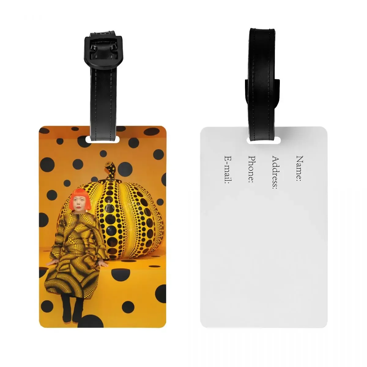 étiquette de bagage personnalisée yayoi kusama pumkin, protection de la vie privée, étiquettes de bagage d'art