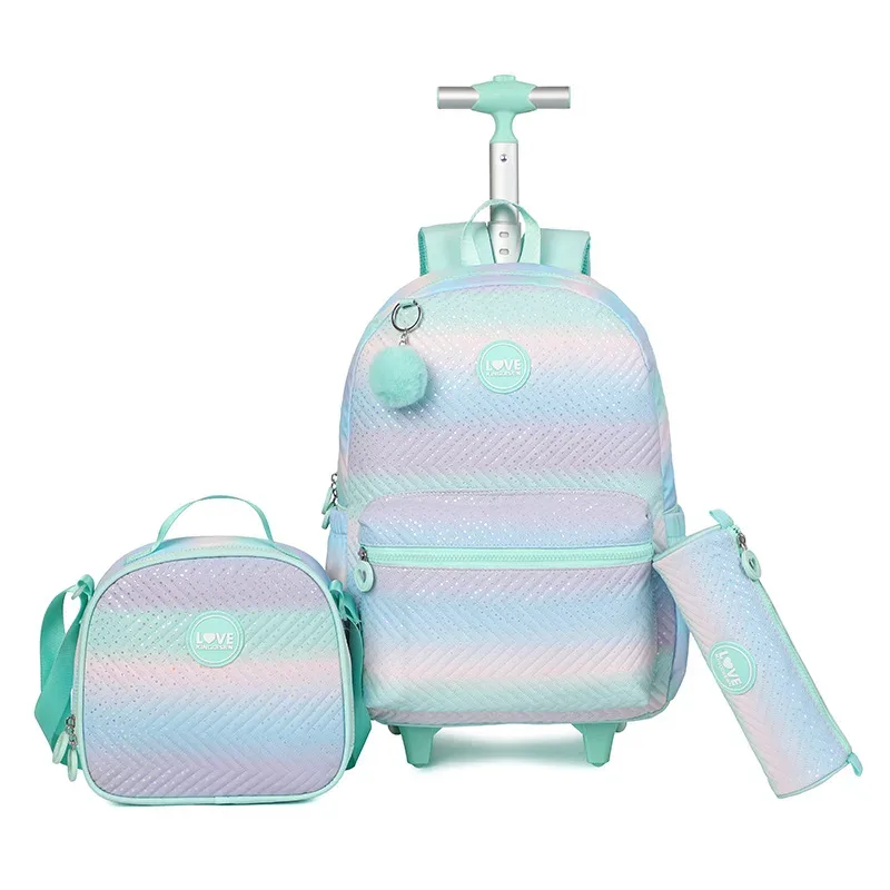 ensemble de sacs à dos à roulettes pour filles, sac à dos à roulettes pour étudiants, sac à livres, sac à dos scolaire avec roulettes, bagage de voyage