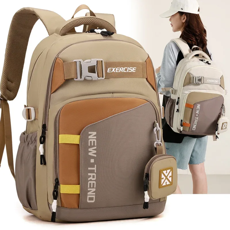 sac à dos décontracté tendance et cool, polyvalent pour étudiant, cartable simple avec lettres imprimées, style coréen, grande capacité, sacs de voyage en plein air