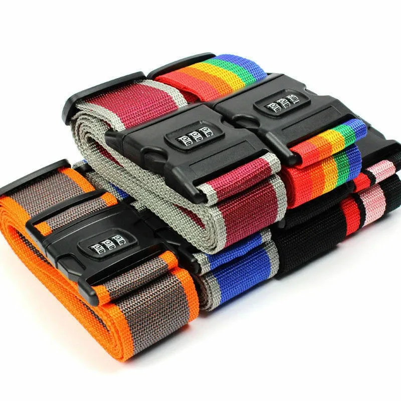 sangle de bagage de voyage réglable avec verrouillage par mot de passe, ceinture d'emballage, verrouillage sécurisé, paquet de bagages, accessoires de valise, 13 couleurs