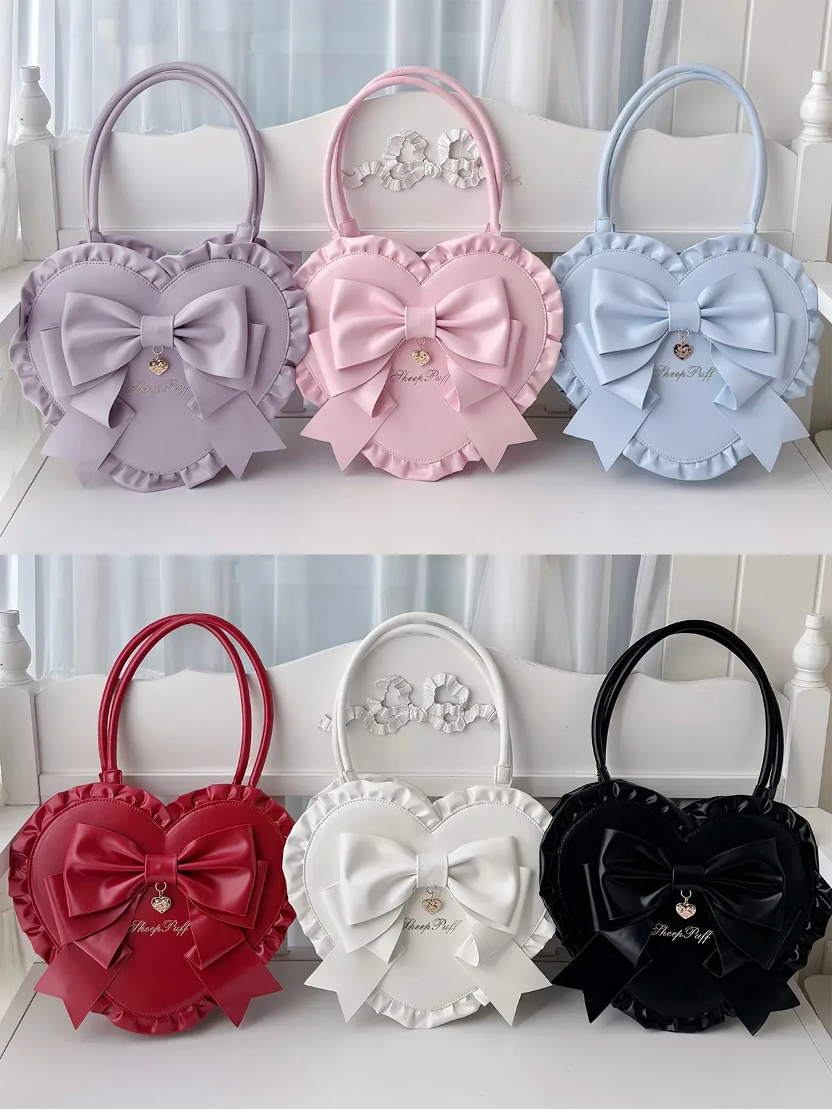 sac lolita original 2026 nouveau sac à bandoulière unique avec nœud cœur et dentelle, sac princesse élégant pour femme