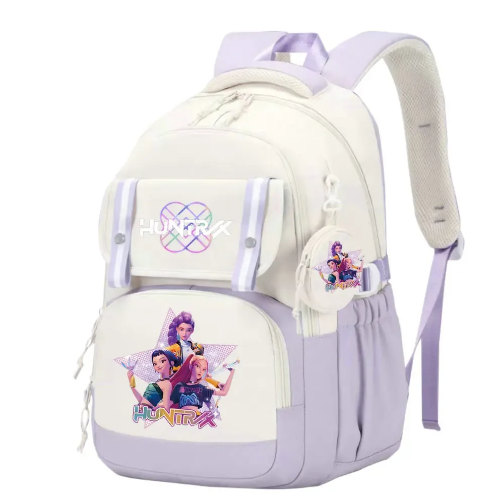 sac d'école kpop demon hunters pour enfants, grande capacité, sac à dos d'étudiant de haute qualité, imprimé avec des personnages de dessins animés mignons, sac à dos de voyage