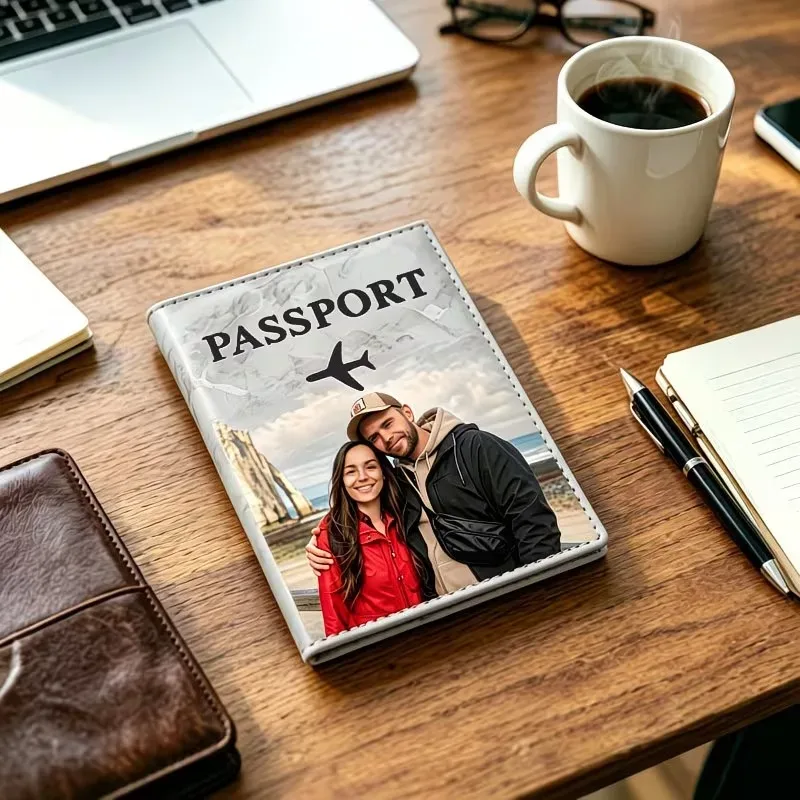 housse de passeport personnalisée avec photo sur mesure, housse de protection de voyage durable avec emplacements pour cartes de crédit, porte-passeport et documents d'identité