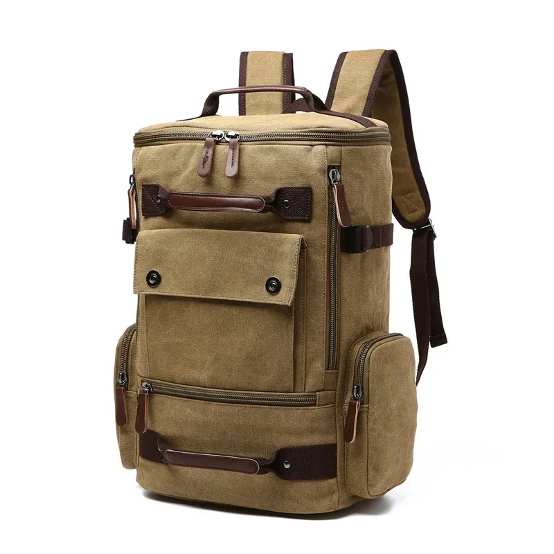 sac à dos vintage en toile pour hommes, sac à dos pour ordinateur portable de 15,6 pouces, sac de voyage de grande capacité, cartable élégant pour étudiants