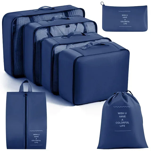 ensemble de 11 cubes de rangement de voyage, organisateurs de bagages imperméables, sacs de rangement à cordon pour vêtements, chaussures, sous-vêtements, cosmétiques