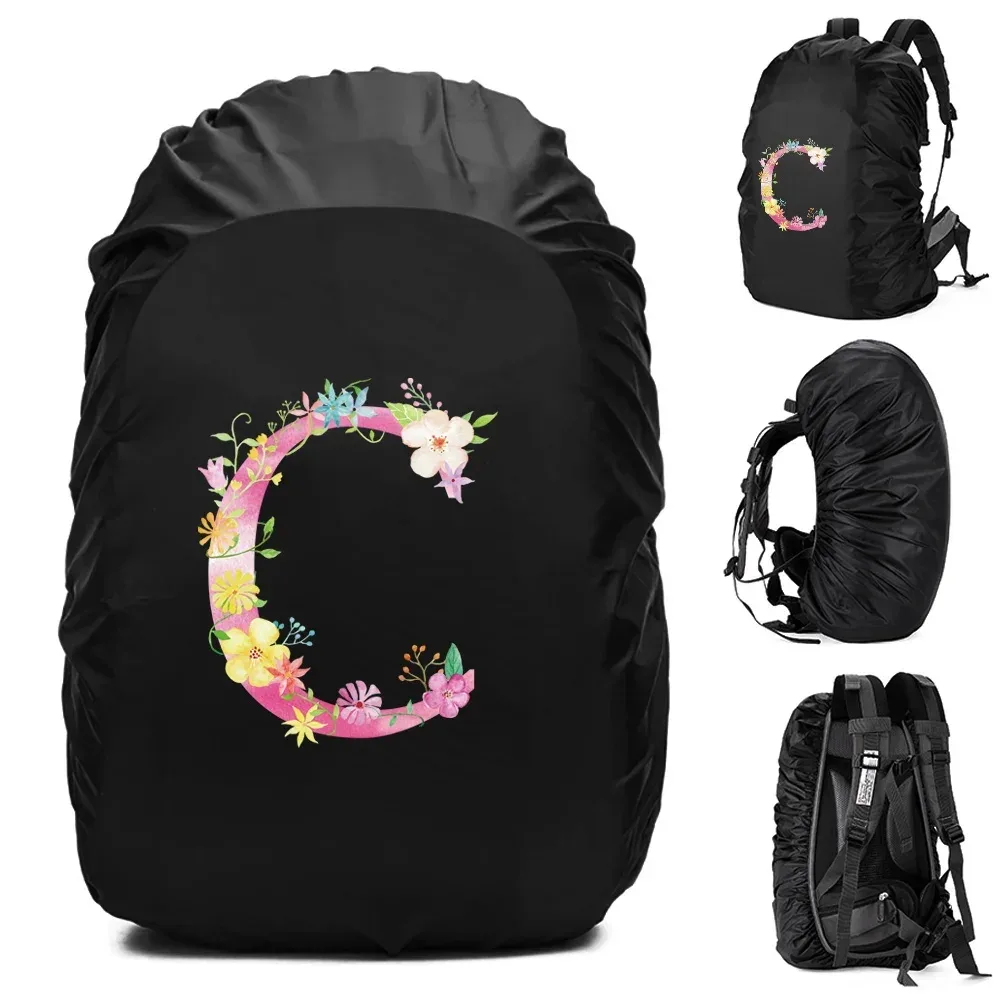 sac à dos étanche unisexe, housse de pluie, sac de camping en plein air, randonnée, escalade, sports, housse de pluie anti-poussière, imprimé lettre rose, 30l, 40l, 70l