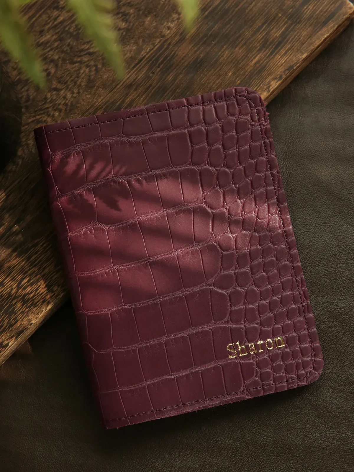 porte-passeport personnalisé avec nom, couverture de passeport personnalisée, porte-portefeuille luxueux et chic à imprimé alligator, accessoires de voyage, 1 pièce