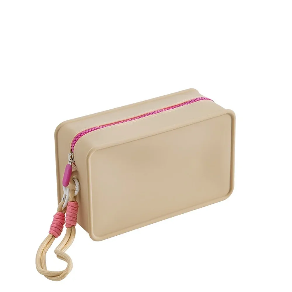 sac en silicone couleur bonbon, sac de maquillage, sac à cosmétiques, pochette de rouge à lèvres en silicone pour organisateur d'utilisation quotidienne