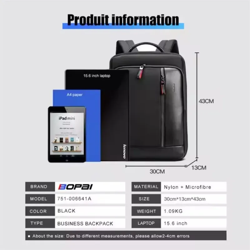 bopai-sac de travail de chargement usb antivol extensible pour hommes, sac à dos pour ordinateur portable 15.6 pouces, voyage intelligent d'affaires, luxe