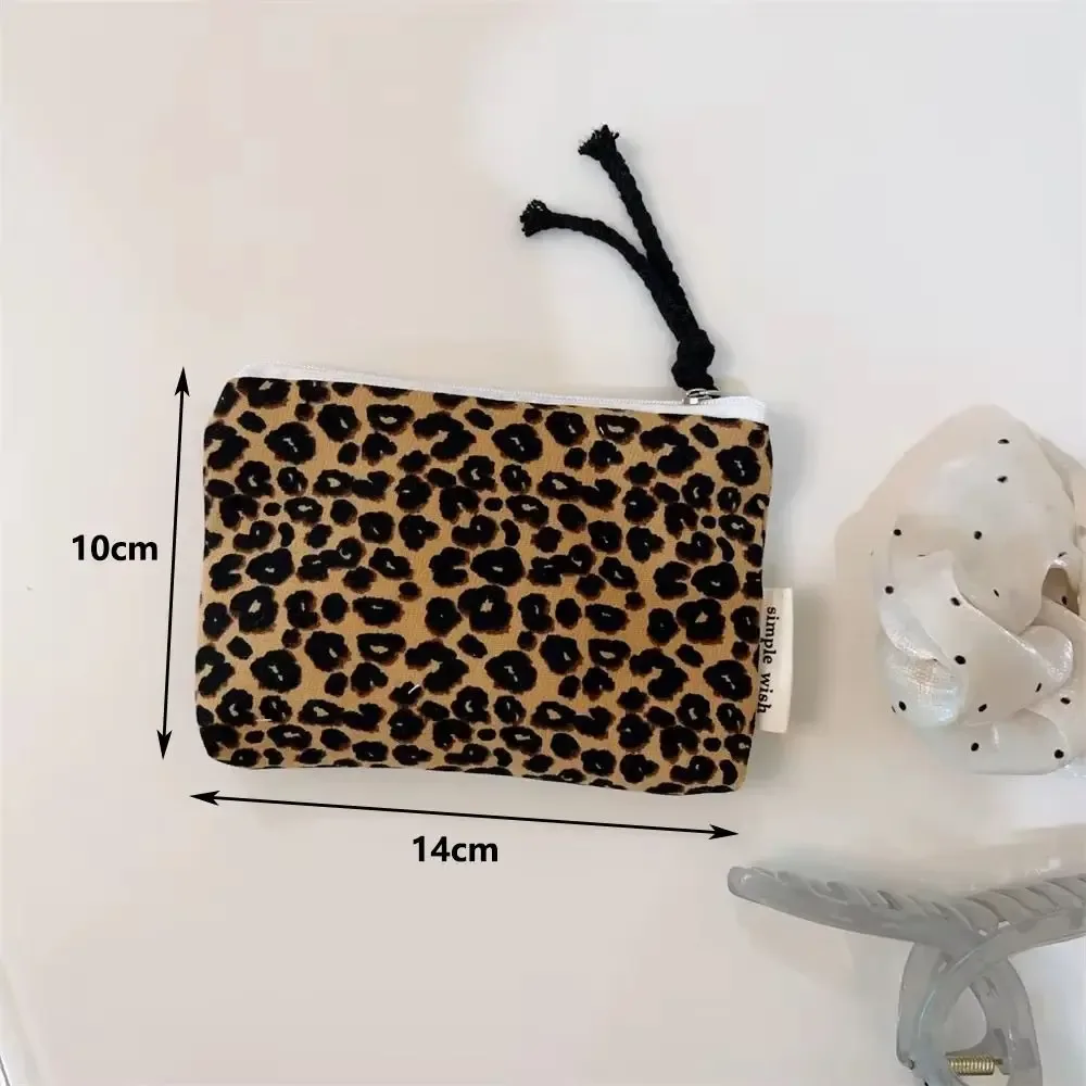 pochette de maquillage rétro à imprimé léopard, porte-monnaie en toile avec fermeture éclair, organisateur de cosmétiques portable de style rétro, pour le transport quotidien
