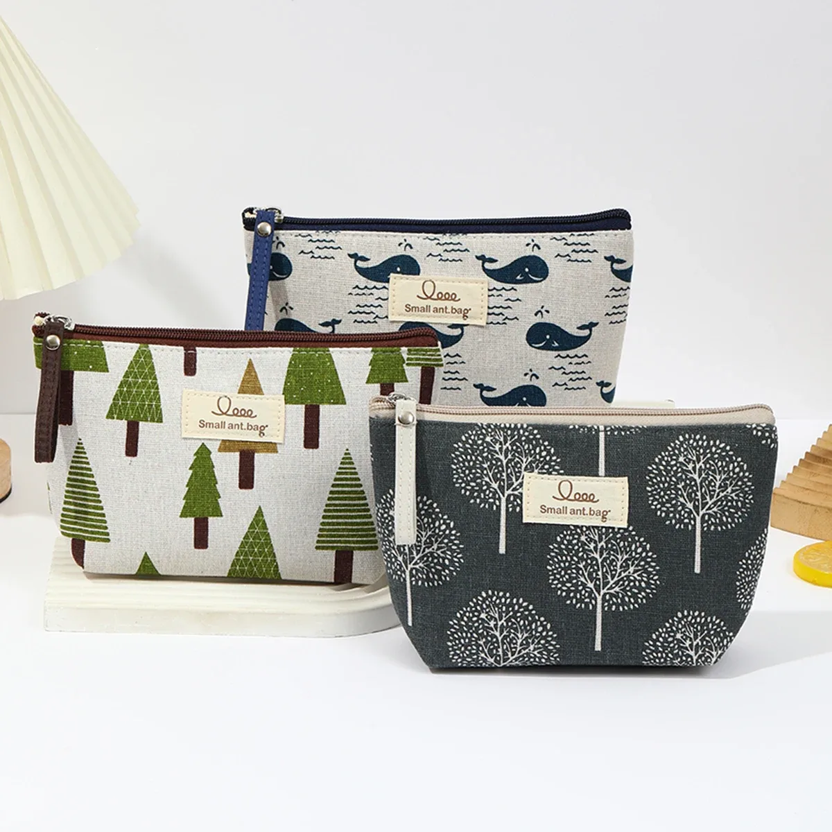 sac de maquillage en toile japonais et coréen, simple et portable, sac de rangement de voyage, trousse de toilette multifonctionnelle, trousse à crayons pour étudiants