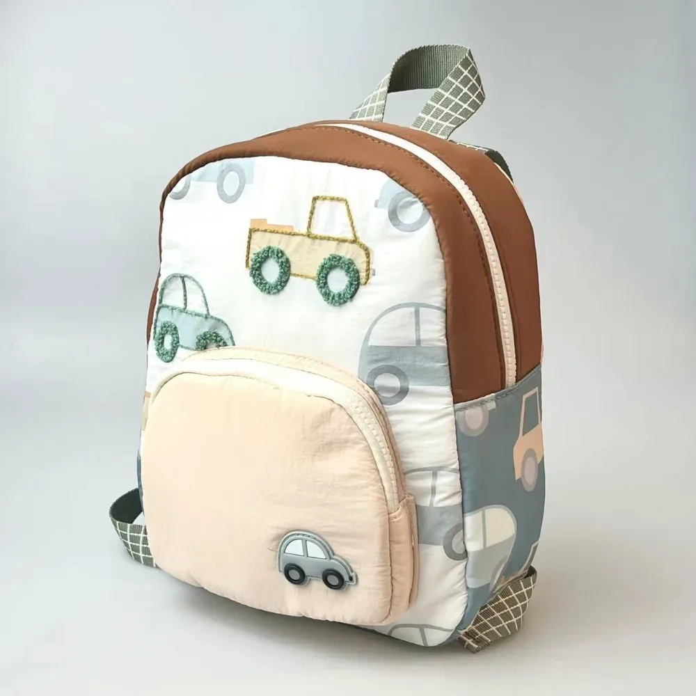 sac à dos scolaire multifonctionnel pour enfants, broderie de voiture de dessin animé, sac à dos léger pour garçons et filles, idéal pour la maternelle