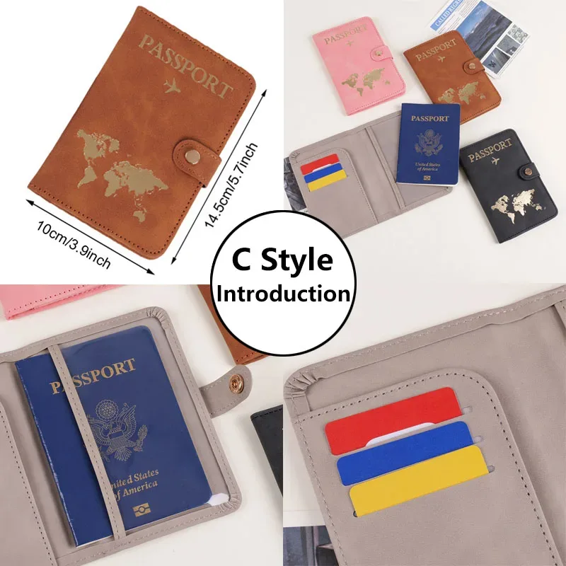 portefeuille de voyage en cuir pu souple multi-fentes avec logo avion, fermeture à pression, porte-cartes sim et porte-documents d'identité