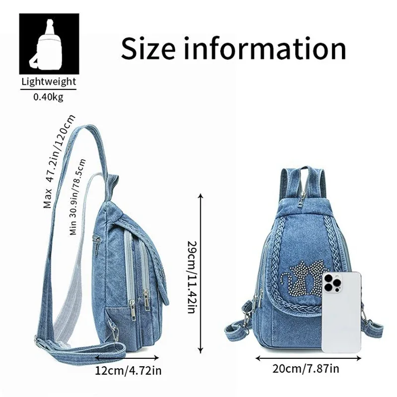 sacs à dos en jean tendance pour femmes, petits sacs de voyage, sacs à dos en jean pour femmes, sacs de poitrine pour femmes