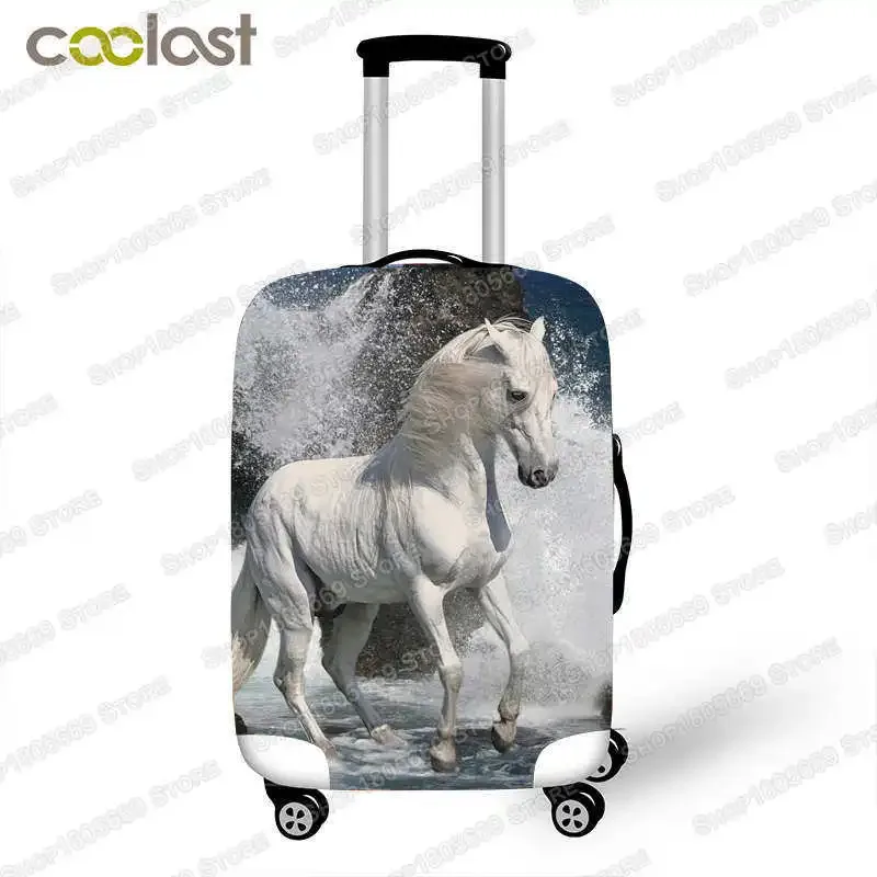 juste de bagage imprimée animal et cheval, housses de valise à roulettes élastiques, anti-poussière, accessoires de voyage mignons