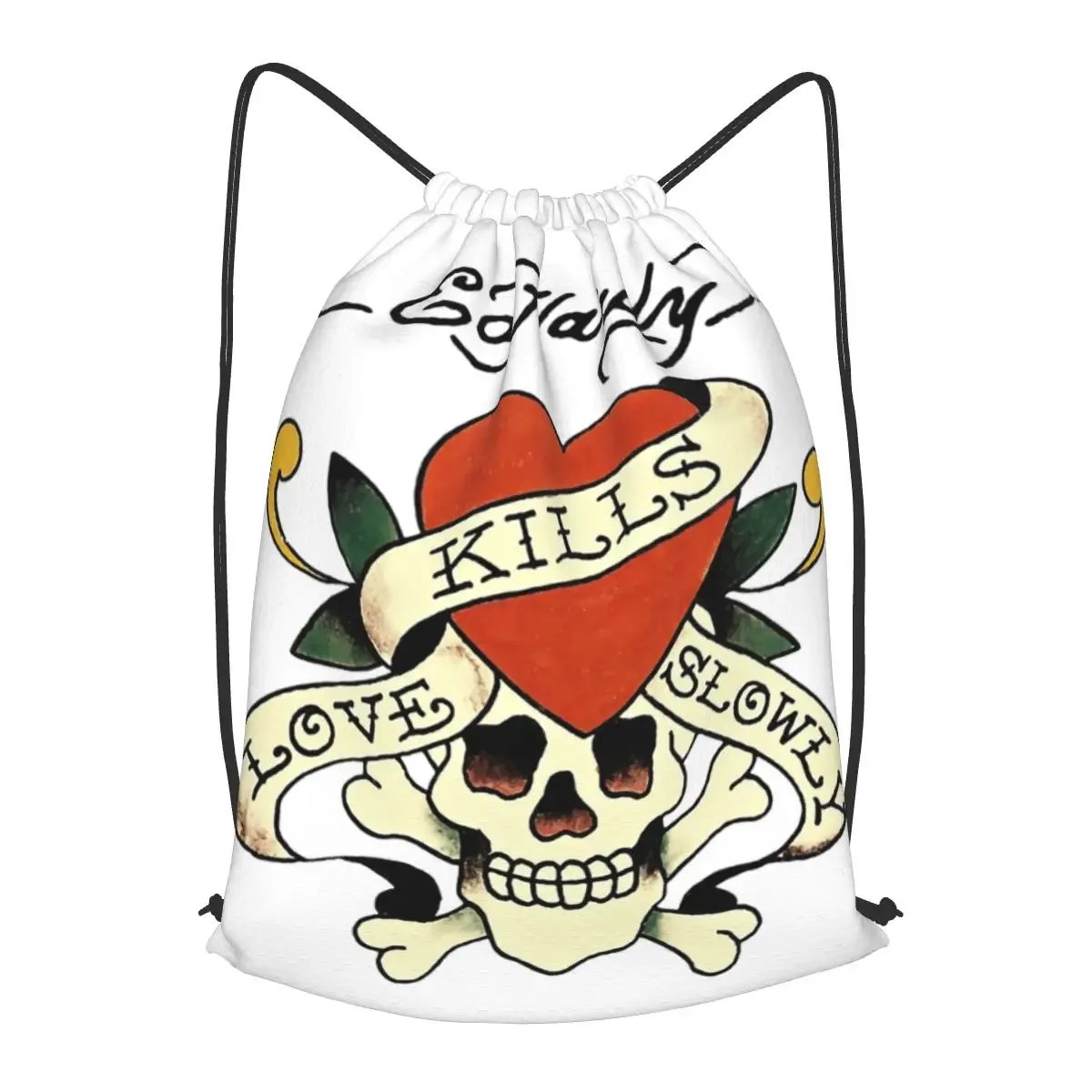 sacs à dos ed hardy love kills slowly, sacs à cordon multifonctionnels, sacs à chaussures, sacs à livres pour étudiants en voyage