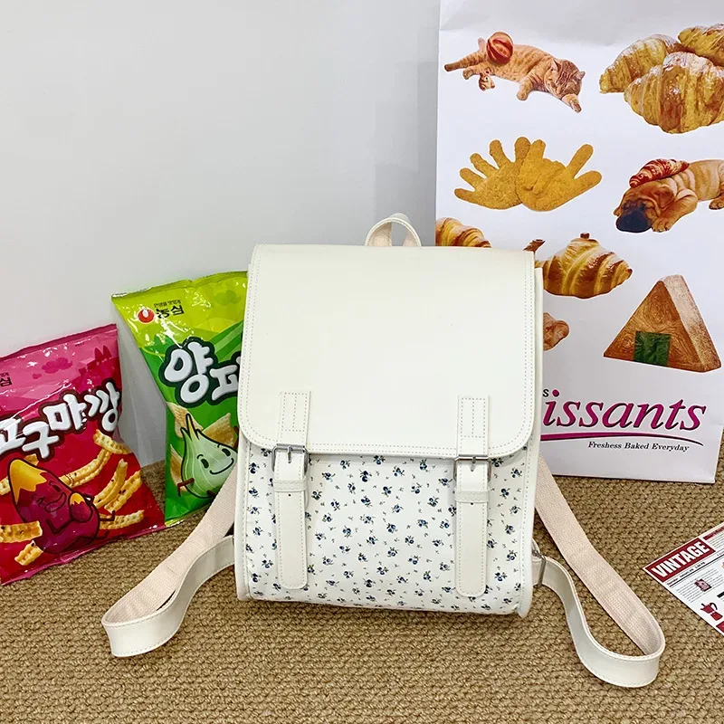 sac à dos en pu à fleurs, sac de loisirs coréen personnalisé de grande capacité, sac à dos unique pour les étudiants de retour, nouvelle collection 2025