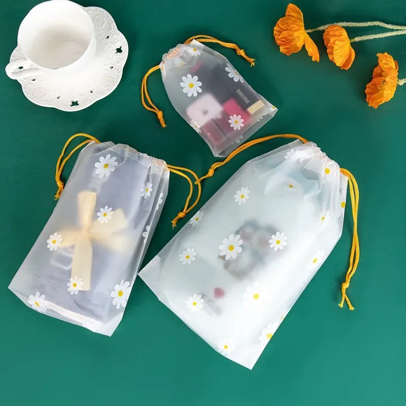 10 pièces de sacs de rangement transparents imperméables pour cosmétiques de voyage, serviettes, chaussettes, sacs en plastique à cordon, sac de plage transparent pour la salle de bain