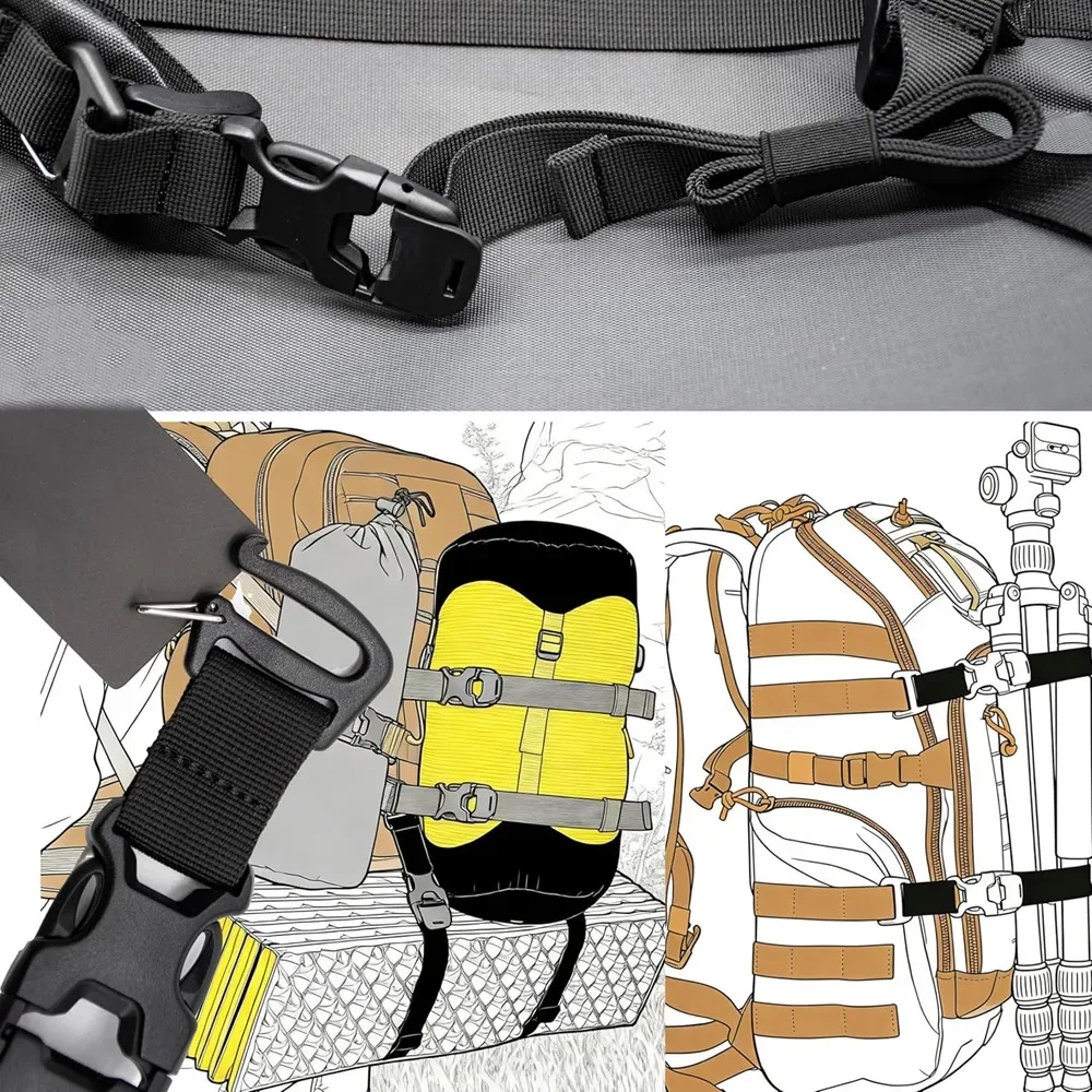sangles de fixation pour sac à dos tactique, 4 pièces, avec boucle à dégagement rapide, sangles d'attache réglables robustes, ceinture de serrage et d'ajout de poids
