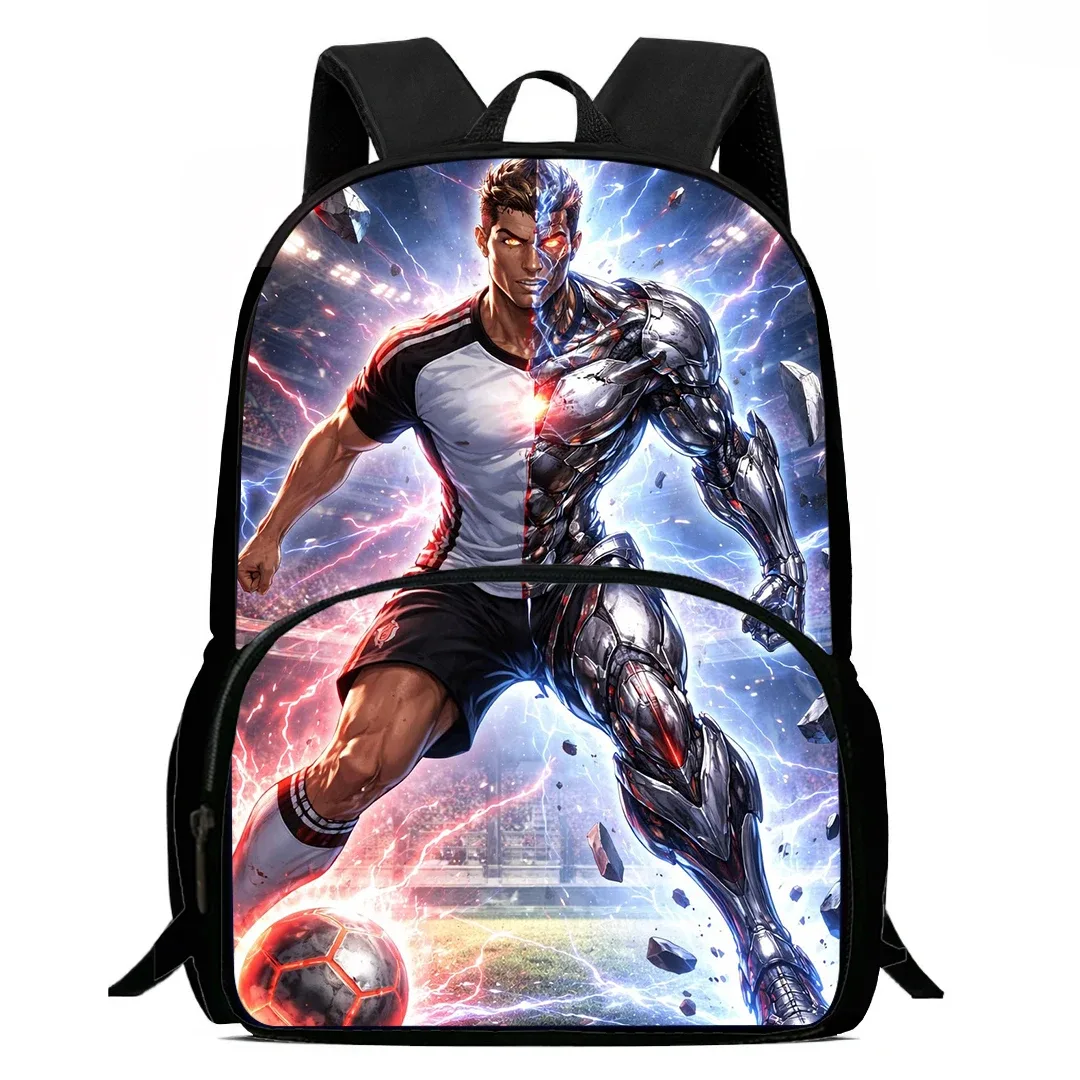sac à dos imprimé football cr7 de haute qualité, sac de 15 pouces, grands sacs à dos pour ordinateur portable, cartable léger pour garçons et filles étudiants