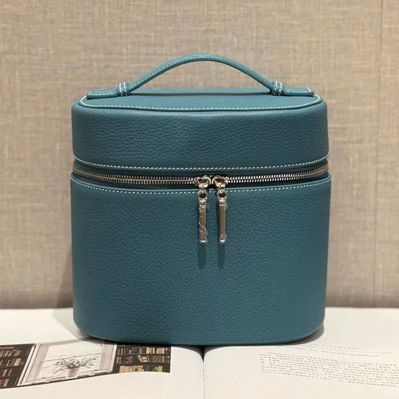 sac de maquillage multifonctionnel en cuir de vachette de première qualité, sac messager à bandoulière, version haut de gamme, sac de voyage, cuir véritable, à porter à la main.