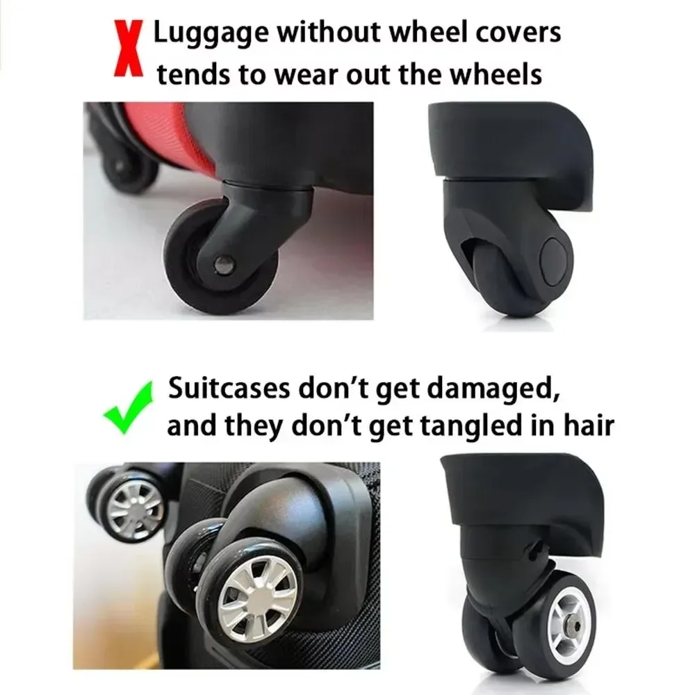 8 protections de roulettes de valise en silicone, réduisant le bruit, pour valises et bagages à roulettes, nouveauté