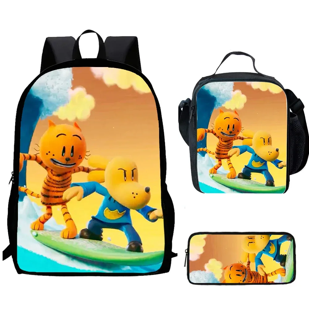 sac à dos d'école de dessin animé dogman pour enfants, sacs à lunch, sacs à crayons, garçons, filles, meilleur cadeau, ensemble de 3 pièces